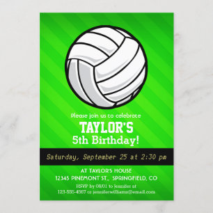 Invitation Volley-ball; Neon Green Stripes