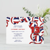 Invitation volley bleu rouge filles garçons fête d'anniversai (Debout devant)