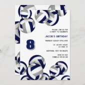 Invitation volley gris bleu anniversaire ou fête d'équipe (Devant / Derrière)