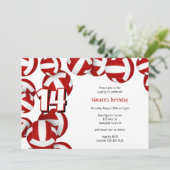 Invitation volley rouge filles garçons fête d'anniversaire (Debout devant)