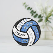 Invitation Volleyball Anniversaire Parties scintillant bleue (Debout devant)