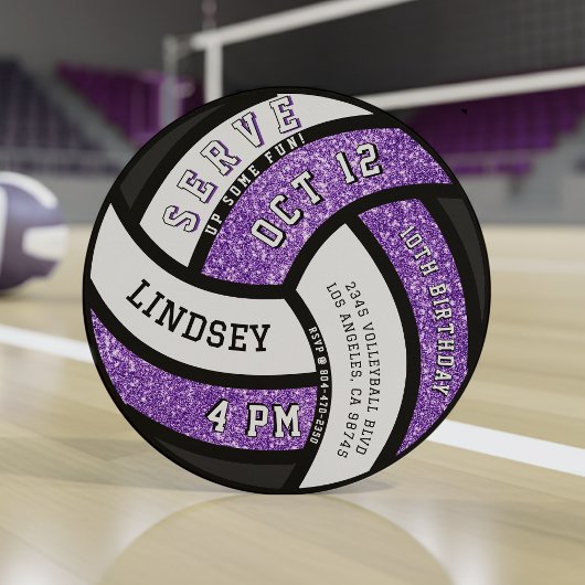 Invitation Volleyball Anniversaire Parties scintillant violet