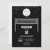 Invitation Volleyball Ball & Net Black Anniversaire Party (Devant)