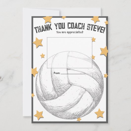 Invitation Volleyball coach gift card holder thank you (Devant)