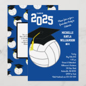 Invitation Volleyball Graduation Sports Blue (Devant / Derrière)