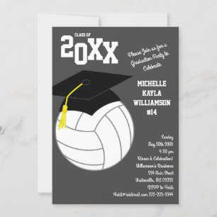 Invitation Volleyball Graduation Sports Grey