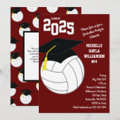 Invitation Volleyball Graduation Sports Maroon (Devant / Derrière)