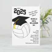 Invitation Volleyball Graduation Sports Noir Blanc (Debout devant)