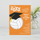 Invitation Volleyball Graduation Sports Orange (Debout devant)