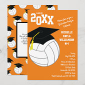 Invitation Volleyball Graduation Sports Orange (Devant / Derrière)