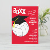 Invitation Volleyball Graduation Sports Rouge (Debout devant)
