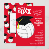 Invitation Volleyball Graduation Sports Rouge (Devant / Derrière)