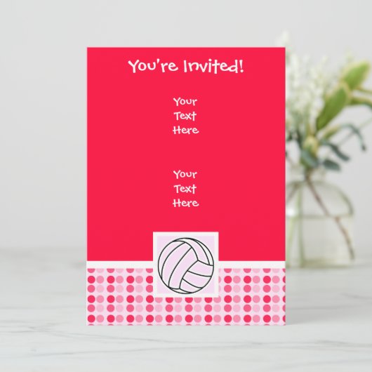 Invitation Volleyball rose mignon (Debout devant)