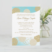 Invitation Volleyball Sports Bat mitzvah Bleu et Or (Debout devant)