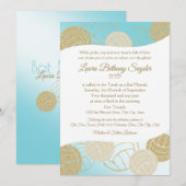 Invitation Volleyball Sports Bat mitzvah Bleu et Or (Devant / Derrière)