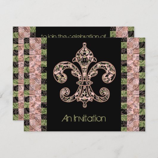 Invitation Voodoo Fleur de lis (Devant / Derrière)