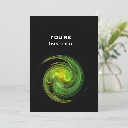 Invitation VORTEX CLAIR jaune clair orange vert noir (Debout devant)