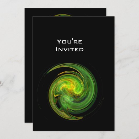 Invitation VORTEX CLAIR jaune clair orange vert noir (Devant / Derrière)