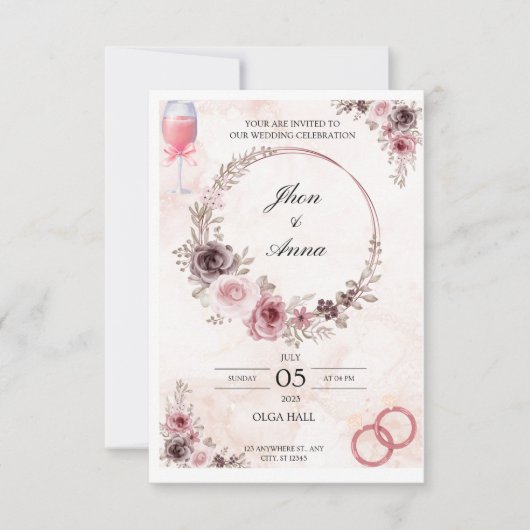 Invitation Vos Bien-Aimés à Votre Mariage (Devant)