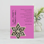 Invitation Vos couleurs Bat mitzvah Grande étoile or de David (Debout devant)