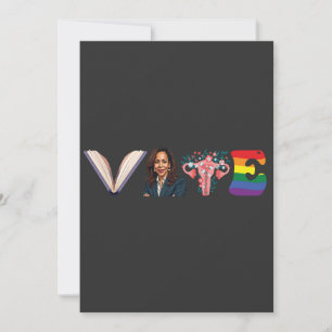 Invitation VOTE Books Uterus LGBT Kamala Harris Walz Election