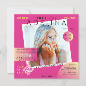 Invitation Vote Homecoming Queen Pink Instagram Modèle HOCO (Devant)