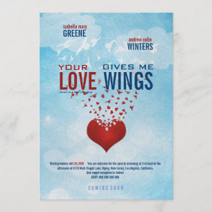 Invitation Votre amour me donne des ailes - mariage d'affiche