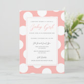 Invitation Votre Baby shower de frontière Polka couleur et bl (Debout devant)