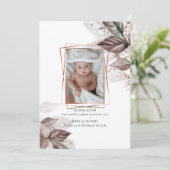 Invitation Votre bébé Photo Aquarelle moderne Foliage (Debout devant)