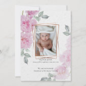 Invitation Votre bébé Photo Romantique Peonies Roses Papier d (Devant)