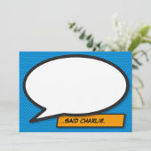 Invitation Votre bulle de message amusante rétro bande dessin (Debout devant)