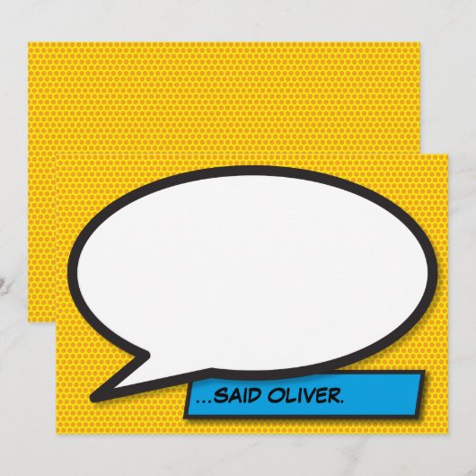 Invitation Votre bulle de message amusante rétro bande dessin (Devant / Derrière)