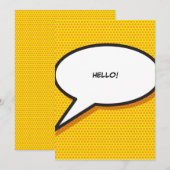 Invitation Votre bulle de message amusante rétro bande dessin (Devant / Derrière)