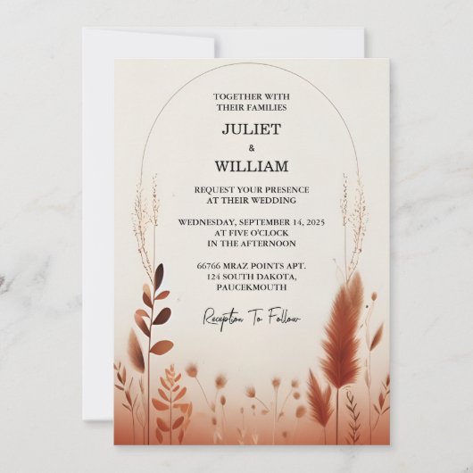 Invitation Votre Désert Rustique Boho Automne Ombre Mariage B (Devant)