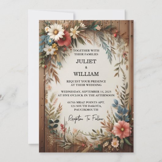 Invitation Votre jardin Floral Boho Boho Boho Rustique Mariag (Devant)