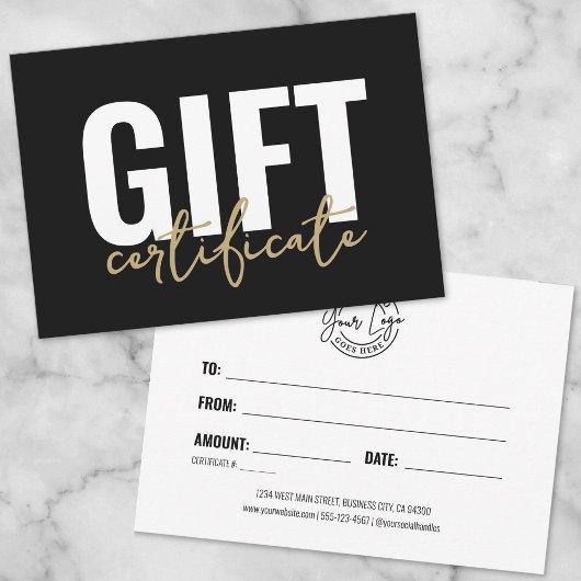 Invitation Votre Logo Black Gold Business Cadeau Certificat