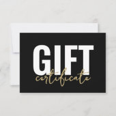 Invitation Votre Logo Black Gold Business Cadeau Certificat (Devant)