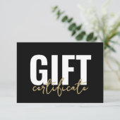 Invitation Votre Logo Black Gold Business Cadeau Certificat (Debout devant)