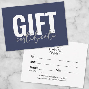 Invitation Votre Logo Bleu Bleu Certificat Cadeau Professionn