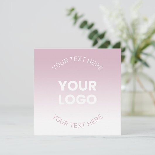 Invitation Votre logo | Moderne Dusty Rose & Blanc Ombre (Debout devant)