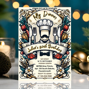 Invitation Votre Mens Homme dîner adulte élégant 50e annivers