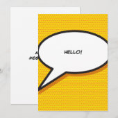 Invitation Votre message bulle de discours Fun Retro bande de (Devant / Derrière)