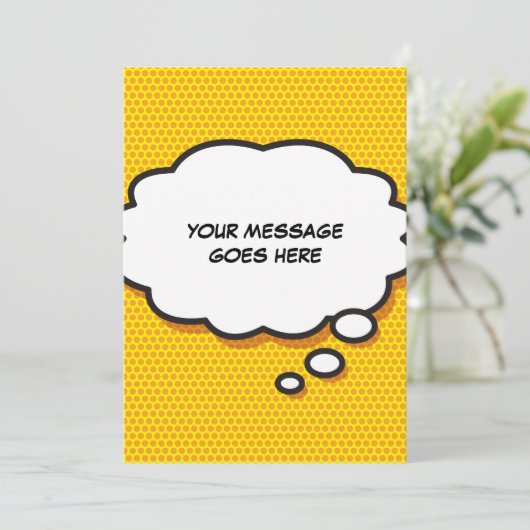 Invitation Votre message Pensé Bubble Fun Retro Comic Book (Debout devant)