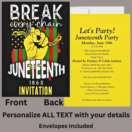 Invitation Votre nom Junetten Break Chain Celebration Party
