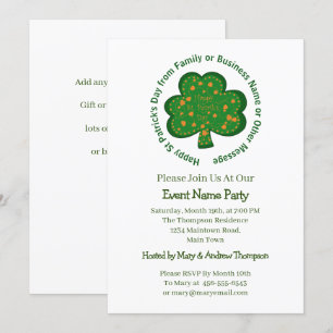 Invitation Votre nom Message Jour de la Saint Patrick Shamroc