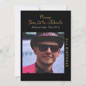 Invitation Votre Photo 21e Anniversaire Noir Et Or (Devant)