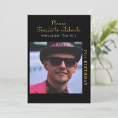 Invitation Votre Photo 21e Anniversaire Noir Et Or (Debout devant)