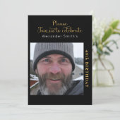 Invitation Votre photo 40e anniversaire Noir et or (Debout devant)