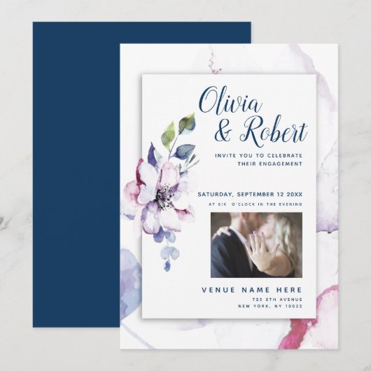 Invitation Votre photo Aquarelle Apple Blossements (Devant / Derrière)