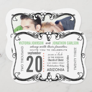 Invitation Votre photo Art Déco Mariage rétro